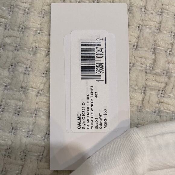 Calme White Embroidered Yoga Crewneck Shirt Size XS - 23 - Picture 9 of 9